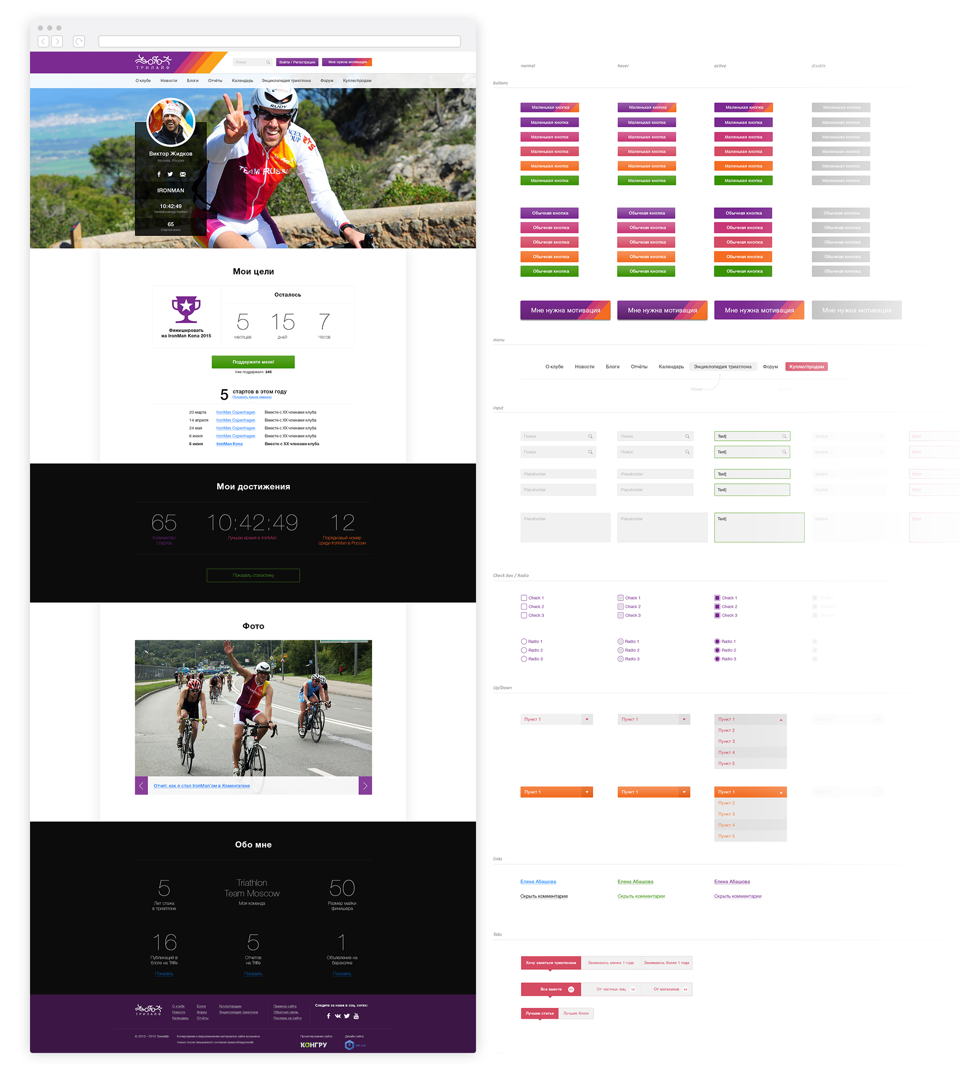 Trilife Дизайн портала по триатлону 